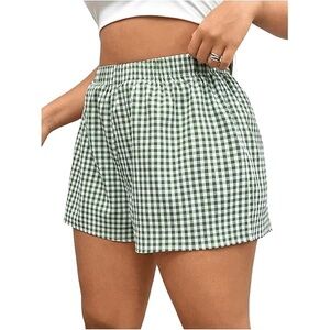 Green Gingham Women's Shorts